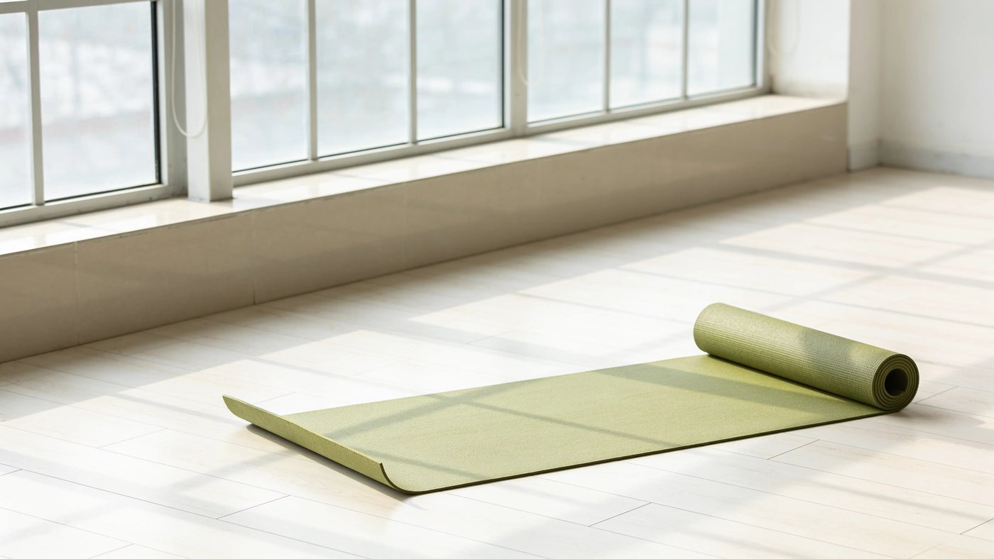 Vinyasa yoga - aydınlık stüdyoda açık yoga matı