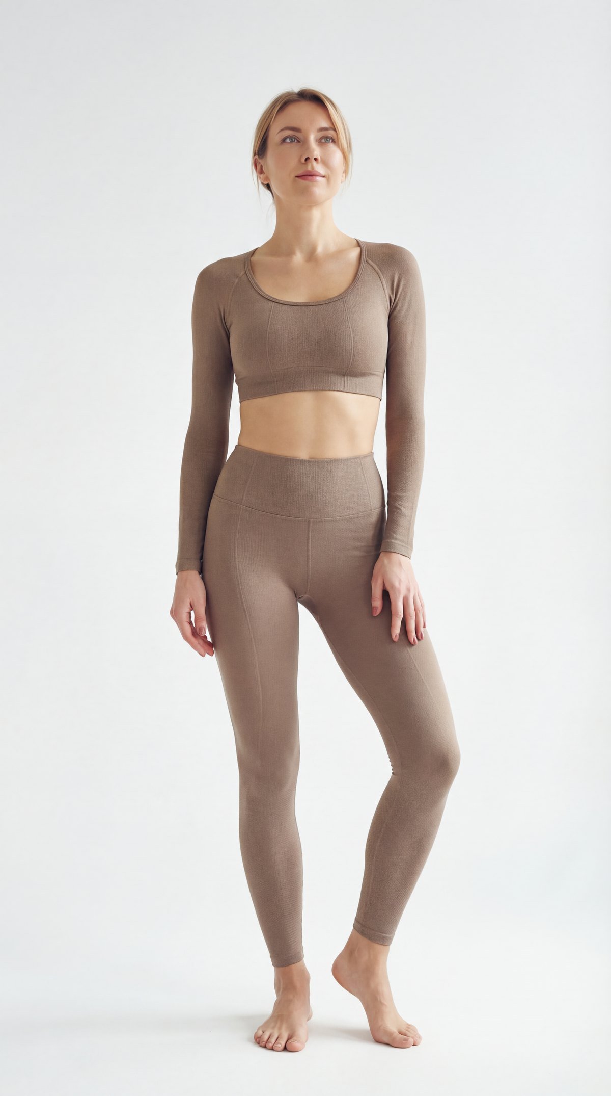 Uzun Kollu Crop & Tayt · Taupe